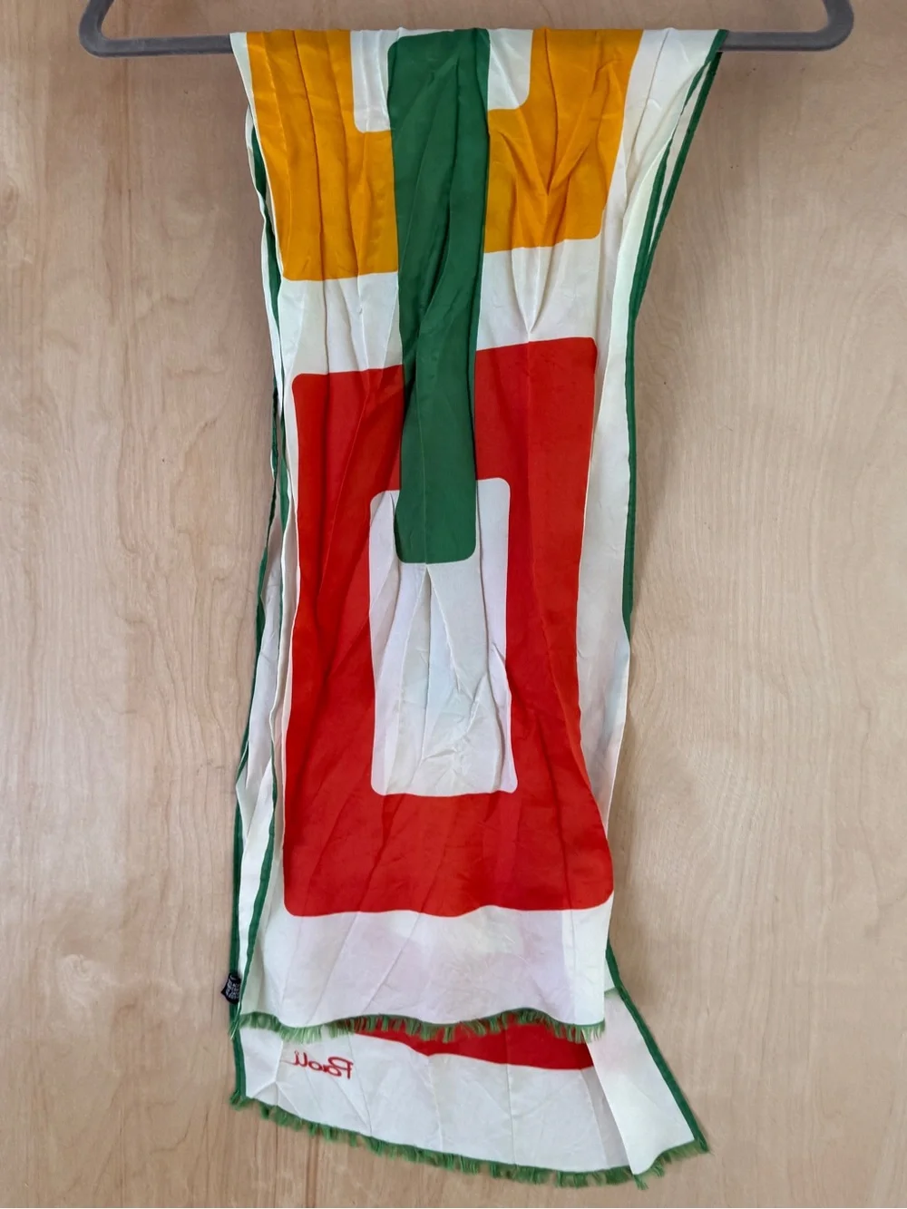 Vintage 60s 70s Gino Paoli Acetate Scarf Mod Geometric Colorblock Japan 12x52